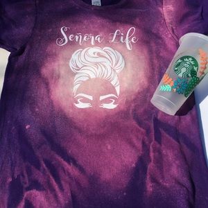 Purple medium custom shirt with bleach treatment